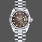 Rolex Datejust 179179 Black MOP Diamond Dial Fluted Bezel 26MM Lady Replica Watch