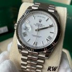 Rolex Day-Date 228239 White Roman Dial Fluted Bezel 40mm Mens Replica Watch - Image 11