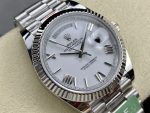 Rolex Day-Date 228239 White Roman Dial Fluted Bezel 40mm Mens Replica Watch - Image 4