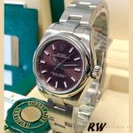 Rolex Oyster Perpetual 176200 Grape Red Dial 26mm Lady Replica Watch - Image 2