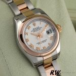 Rolex Datejust 179161 Stainless Steel and Everose Gold White Roman Dial 26MM Lady Replica Watch - Image 3