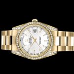 Rolex Day-Date 118388 Yellow Gold White Dial 36MM Unisex Replica Watch - Image 4
