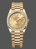 Rolex Day-Date 128348RBR Champagne Index Dial Yellow Gold 36MM Unisex Replica Watch