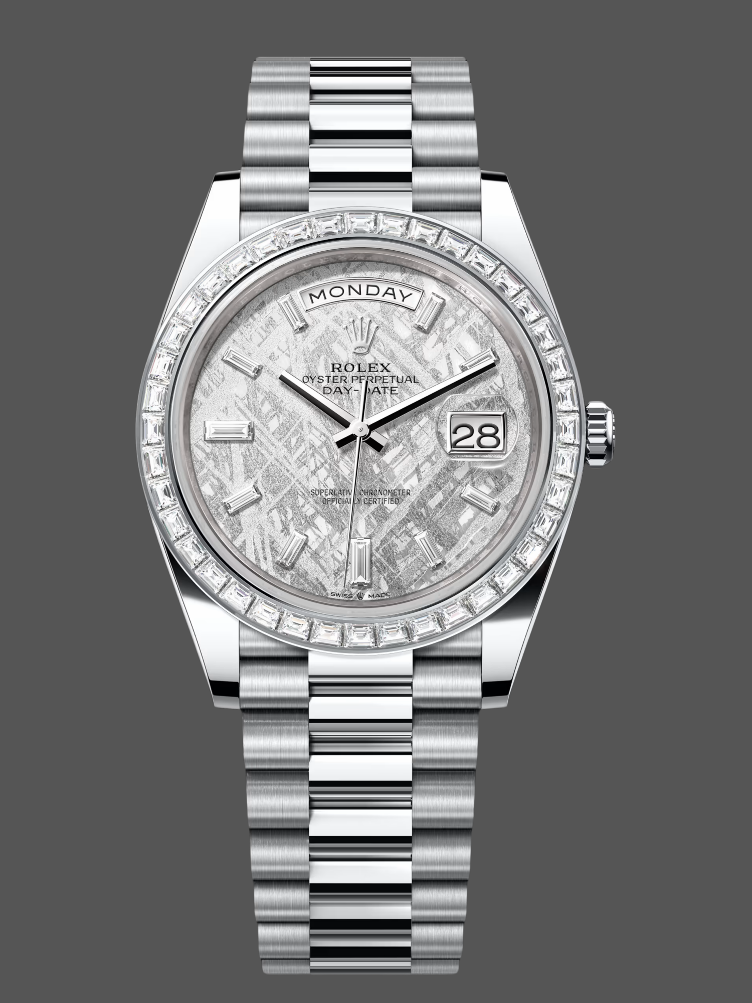 1B8EEC90-8056-FEC3-EF4D-AEA803DE9E1F Rolex Day-Date 40 Platinum Meteorite Diamond Dial M228396TBR 0027 Men's Watch - Image 1
