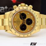 Rolex Daytona 116528 Yellow Gold Champagne Dial 40mm Mens Replica Watch - Image 4