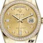 Rolex Day Date 118348 Champagne Jubilee Diamond Dial Yellow Gold 36mm Unisex Replica Watch - Image 2