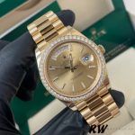 Rolex Day-Date 228348RBR Champagne Index Dial Diamond Bezel 40mm Mens Replica Watch - Image 3