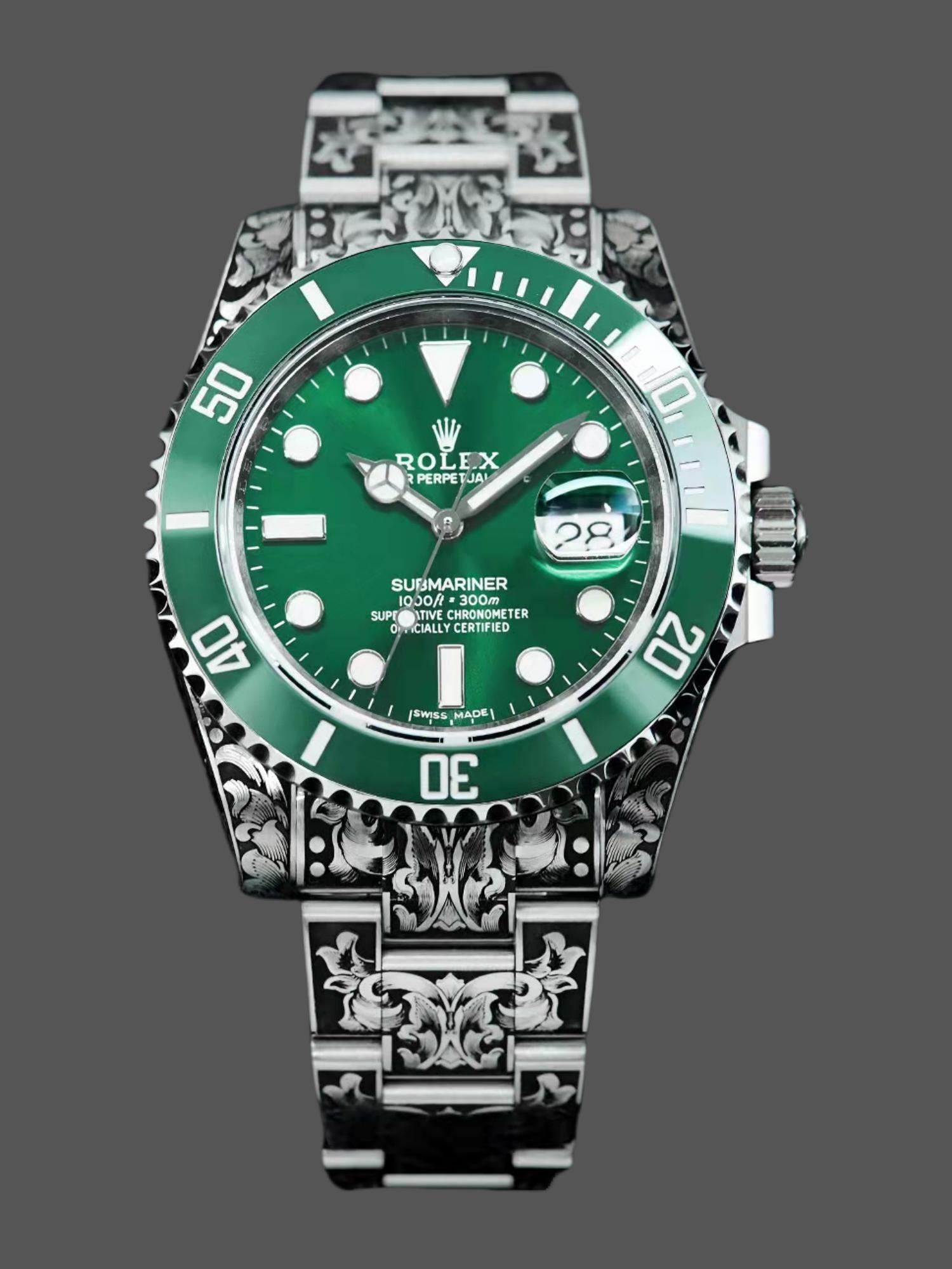 1C82BFC5-8BAE-2637-8115-A799F9EAB556 Huckleberry Custom Rolex Submariner Green - Image 1
