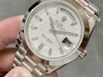 Rolex Day-Date 40mm Platinum Meteorite Baguette 228206 0036 Men's Watch - Image 5
