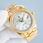 Rolex Day-Date 118348 Yellow Gold White Dial 36mm Unisex Replica Watch - Image 4