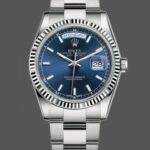 Rolex Day-Date 118239 White Gold Blue Dial Fluted Bezel 36mm Unisex Replica Watch