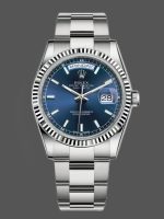 Rolex Day-Date 118239 White Gold Blue Dial Fluted Bezel 36mm Unisex Replica Watch