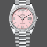 Rolex Day Date 36 Platinum Pink Opal Diamond-Set Roman Dial Diamond Bezel m128396tbr 0009