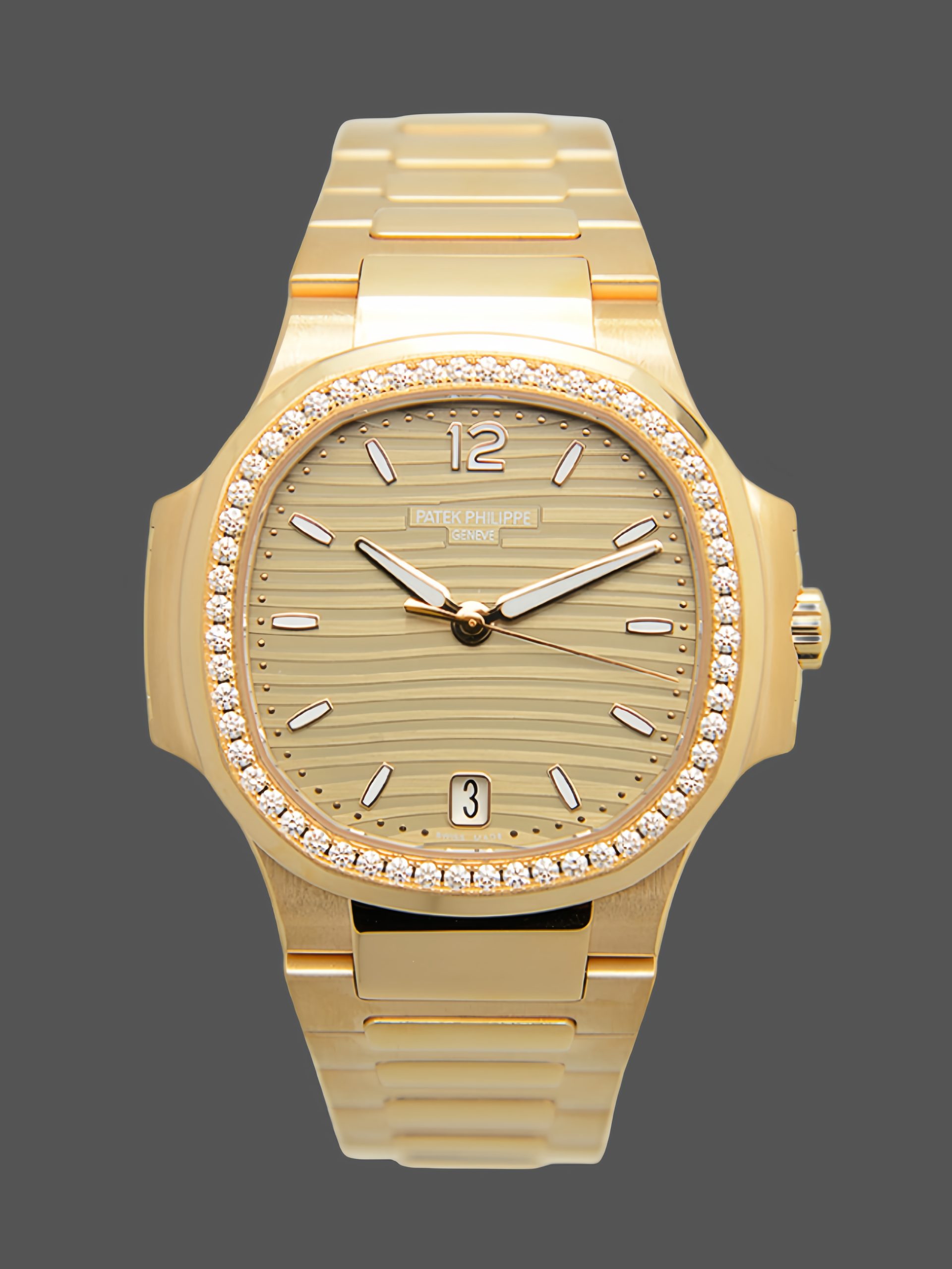 20C219C6-7052-ACBE-69F6-2B00AA904A3B Patek Philippe Ladies Nautilus Golden Dial Rose Gold 7118 1200R 010 - Image 1