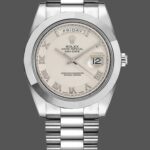 Rolex Day-Date 218206 Concentric Circle Ivory Roman Numeral Dial Platinum 41MM Mens Replica Watch