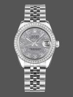 Rolex Datejust 178384 Meteorite Grey Dial Diamond Bezel 31MM Lady Replica Watch