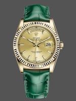 Rolex Day Date 36 Yellow Gold Champagne Dial 118138 0125 Green Strap