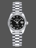 Rolex Datejust 179179 Black Roman Numeral Dial Fluted Bezel 26MM Lady Replica Watch