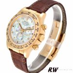 Rolex Daytona 116518 Yellow Gold MOP Dial Brown Strap 40mm Mens Replica Watch - Image 3
