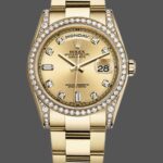 Rolex Day-Date 118388 Diamond Bezel Champagne Dial 36MM Unisex Replica Watch
