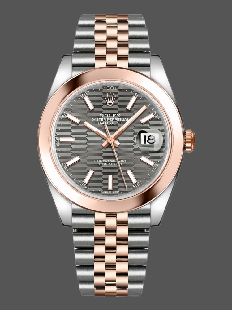 275C3146-80C3-E5CE-791B-46D7D31A7CB2 Rolex Datejust 126301 Rose Gold Slate Grey Fluted Motif Dial 41MM Mens Replica Watch - Image 1