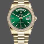 Rolex Day Date 118348 Green Index Dial Yellow Gold 36mm Unisex Replica Watch