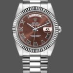Rolex Day-Date 218239 Chocolate Brown Roman Numerals Dial White Gold 41MM Mens Replica Watch