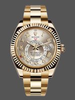 Rolex Sky-Dweller 326938 Yellow Gold Silver Dial 42mm Mens Replica Watch