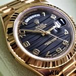 Rolex Day-Date 218238 Wave Black Dial Yellow Gold 41MM Mens Replica Watch - Image 4
