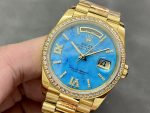 Rolex Day-Date 128348RBR Turquoise Diamond Dial Yellow Gold 36MM Unisex Replica Watch - Image 5