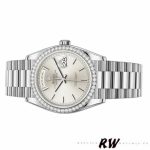 Rolex Day-Date 128349RBR Silver Index Dial Diamond Bezel 36MM Unisex Replica Watch - Image 4