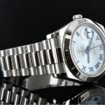 Rolex Day-Date 218206 Ice Blue Dial Platinum 41MM Mens Replica Watch - Image 2