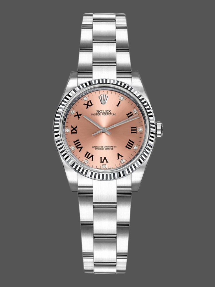 2BCED847-1FB0-7740-1CEF-A52B76976AAE Rolex Oyster Perpetual 176234 Fluted Bezel Pink Diamond Dial 26MM Lady Replica Watch - Image 1