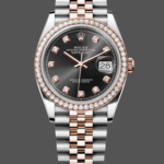 Rolex Datejust 36 Steel & Everose Gold Black Dial Diamond Bezel m126281rbr 0007