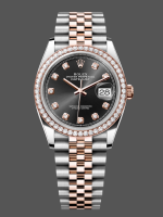 Rolex Datejust 36 Steel & Everose Gold Black Dial Diamond Bezel m126281rbr 0007