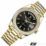 Rolex Day-Date 228398TBR Black Diagonal Motif Dial Diamond Bezel 40mm Mens Replica Watch - Image 3