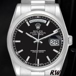 Rolex Day Date 118206 Platinum Black Dial 36mm Unisex Replica Watch - Image 2