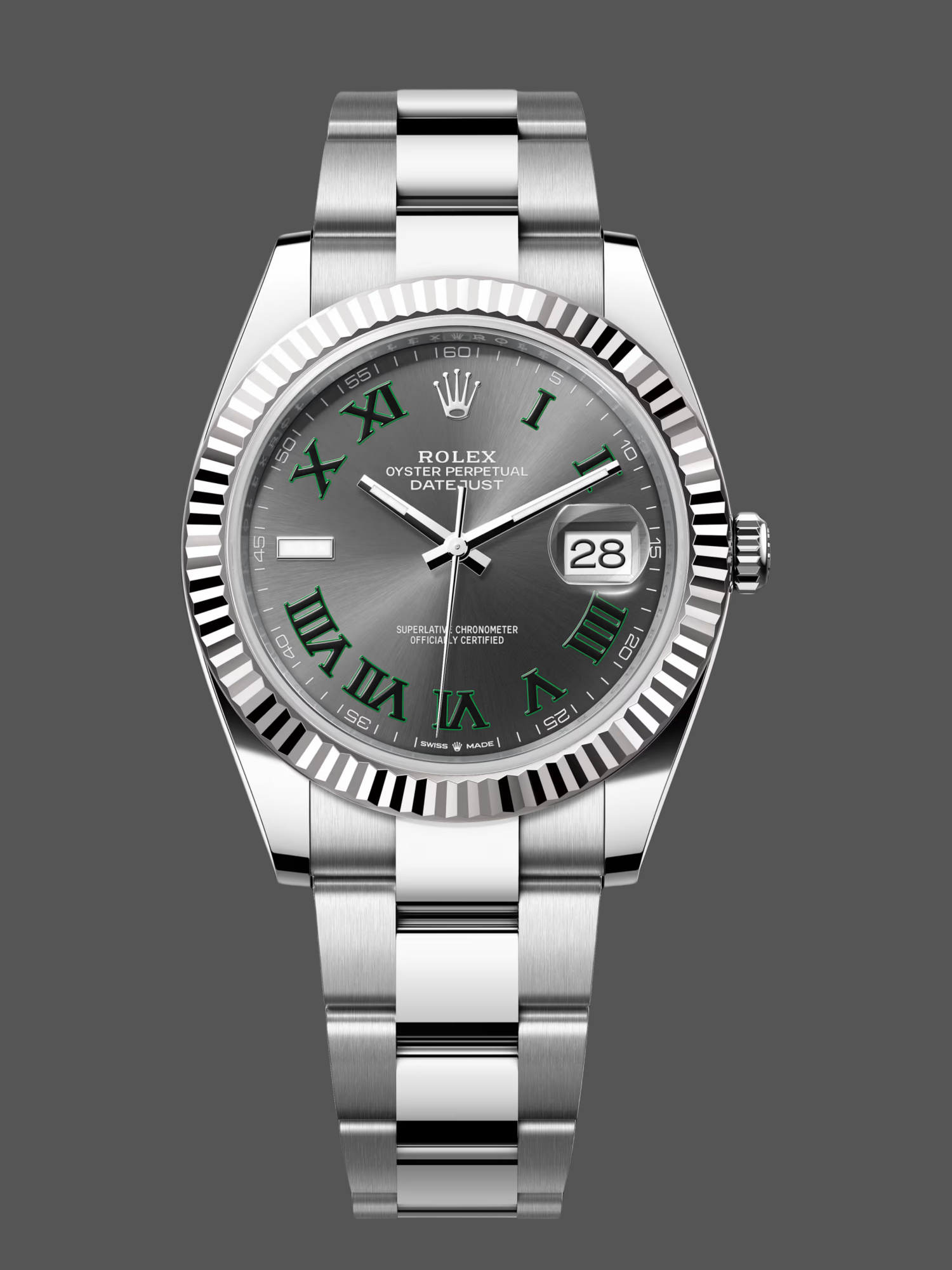 2E08039A-F371-DF07-47B0-1BC9DA47BBB9 Rolex Datejust m126334 0021 Fluted Bezel Grey Wimbledon Dial 41MM Mens Replica Watch - Image 1