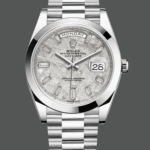 Rolex Day-Date 40mm Platinum Meteorite Baguette 228206 0036 Men's Watch