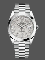 Rolex Day-Date 40mm Platinum Meteorite Baguette 228206 0036 Men's Watch