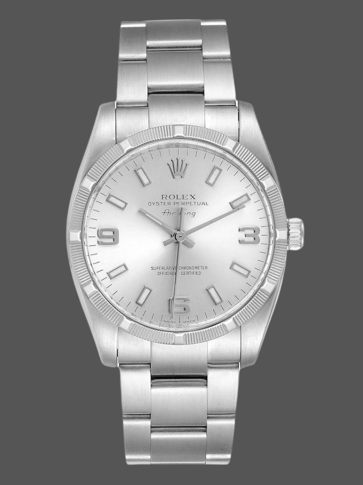2F896165-F009-DB01-28A4-3A248C1EBE2D Rolex Oyster Perpetual Air King 114210 Silver Dial 34mm Unisex replica watch - Image 1