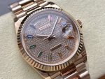 Rolex Day Date 36 Diamond Paved Dial Fluted Bezel 18K Everose gold 128235 0039 President Watch - Image 4