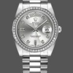 Rolex Day-Date 218349 Silver Diamond Dial 41MM Mens Replica Watch