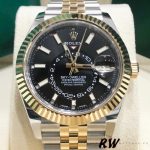 Rolex Sky-Dweller 326933 Stainless Steel Yellow Gold Black Dial 42MM Mens Replica Watch - Image 2
