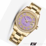 Rolex Day Date 118348 Lavender Jade Carousel Dial Yellow Gold 36mm Unisex Replica Watch - Image 2