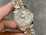 Rolex Datejust 31 Rose Gold Silver Floral Motif Diamond Dial Diamond Bezel m278381rbr 0032 - Image 4