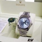 Rolex Day-Date 218206 Glacier Blue Diamond Roman Dial Platinum 41MM Mens Replica Watch - Image 2