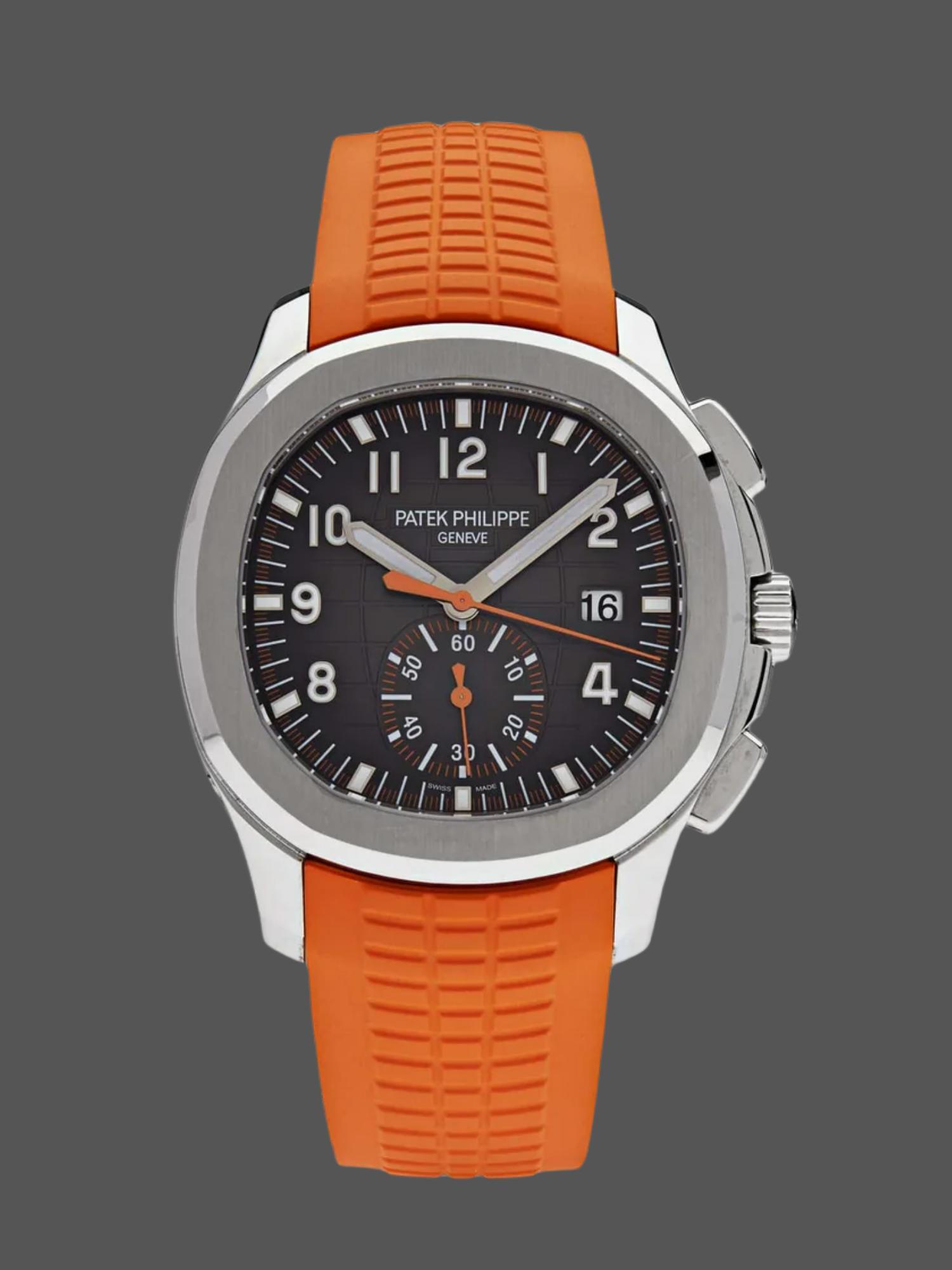 34DCFB1A-99F3-7A3C-3BDE-EF48D5C21CC9 Replica Patek Philippe Aquanaut 5968A 001 Chronograph Orange Rubber 42mm - Image 1