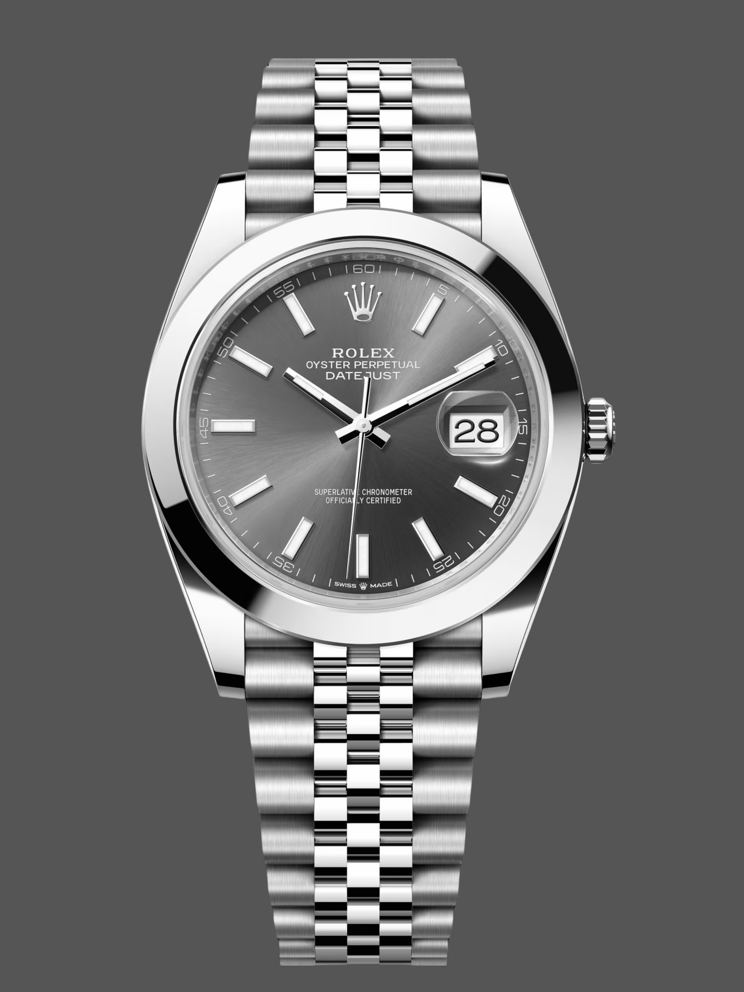 363219A8-0F46-28A1-C5AE-7BE09BD2B086 Rolex Datejust 41 Stainless Steel Grey Dial Jubilee Band M126300 0008 Men's Watch - Image 1