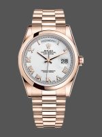 Rolex Day-Date 118205 Everose Gold White Dial 36mm Unisex Replica Watch